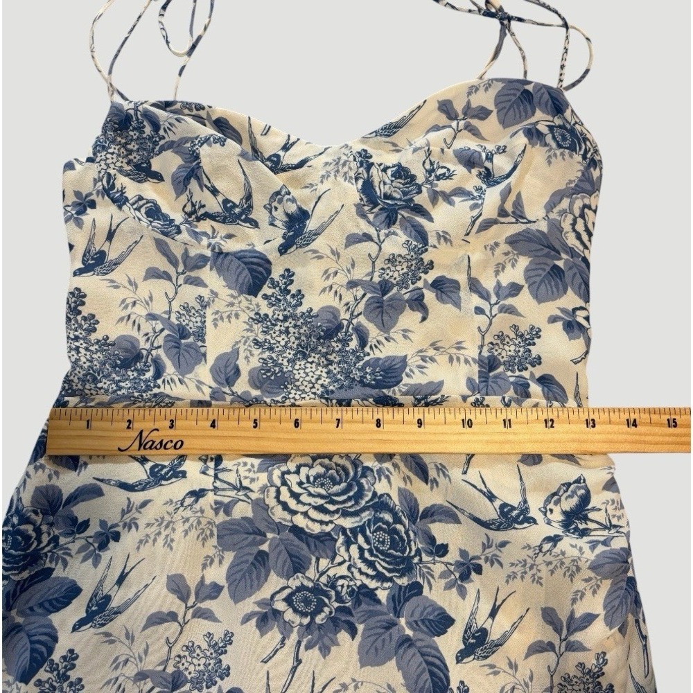 Reformation Blue Floral Cream Midi Slip Dress - Picture 3 of 9